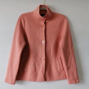 Talbots 100% Merino Wool Salmon Pink Collared Button Cardigan Jacket Sweater L M